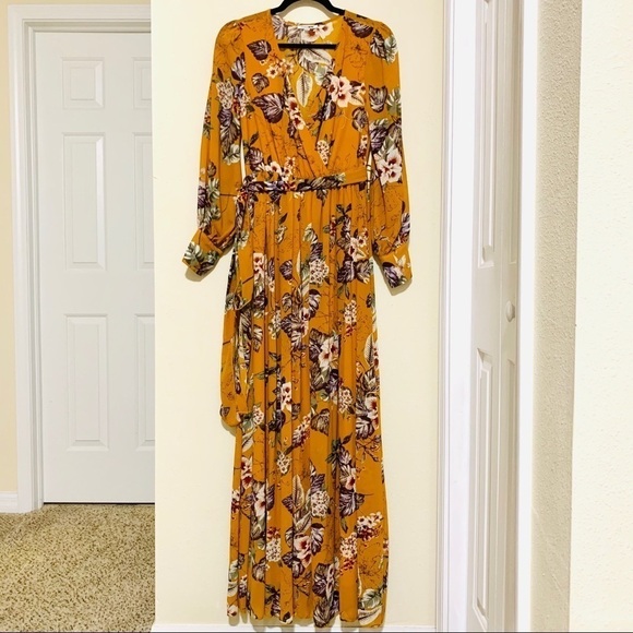FASHION NOVA•NWOT mustard tropical maxi dress - Picture 5 of 11